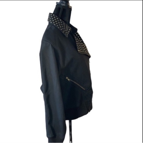 Vintage 90's black jean moto jacket with gold embellishments by IB Diffusion - Picture 3 of 7